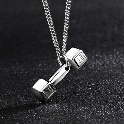 Titanium Dumbbell Necklace Pendant