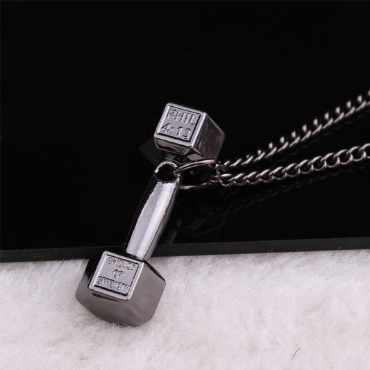 Titanium Dumbbell Necklace Pendant