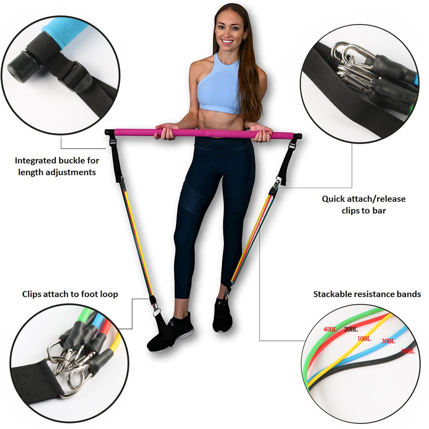 Portable Yoga & Pilates Resistance Bar